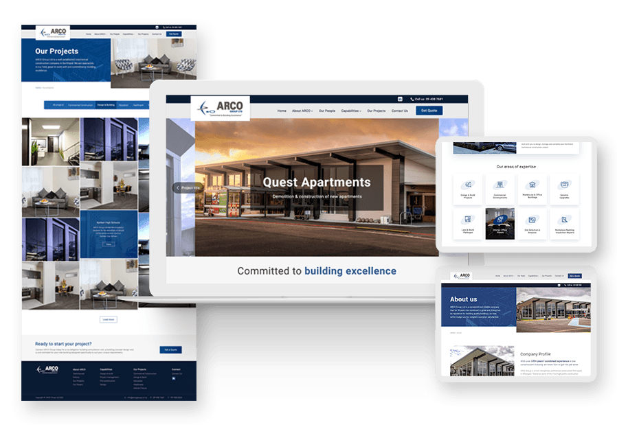 Math Groupit created the website for construction company ARCO to present their services